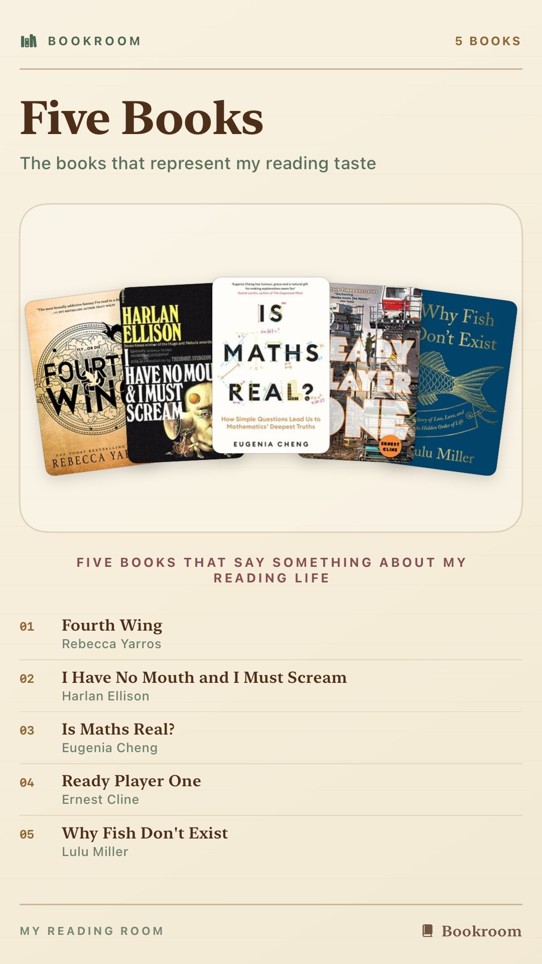 Brassleaf Five Books share image showing five selected book covers with their titles and authors