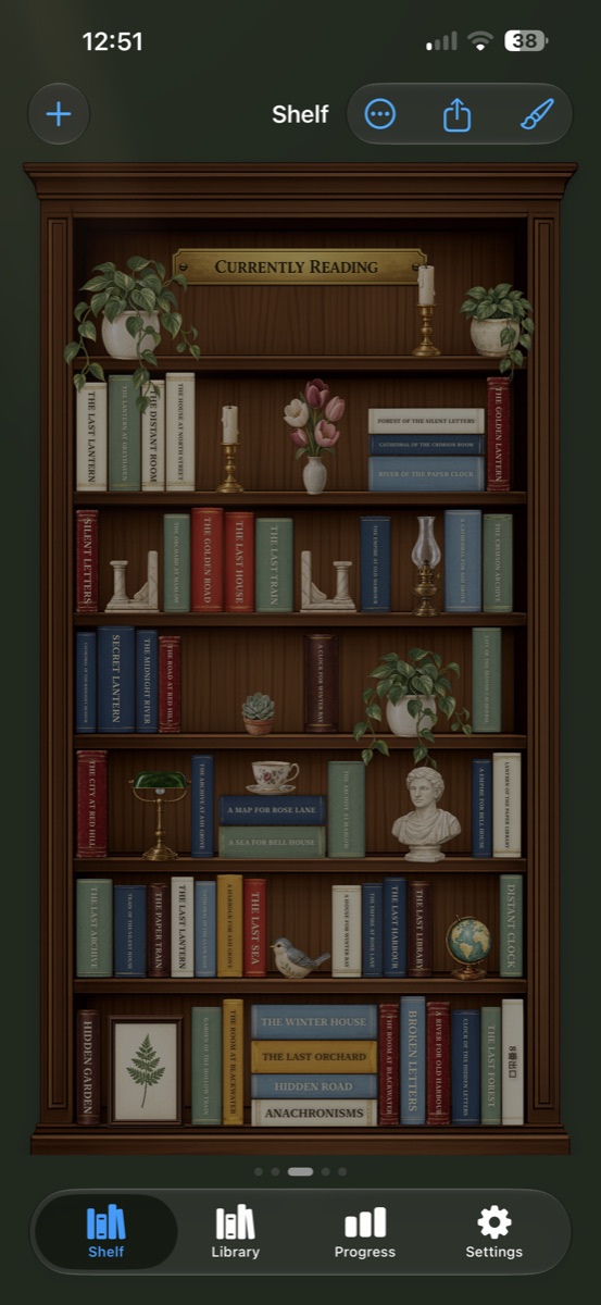 Brassleaf shelf in Dawn lighting