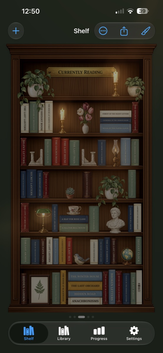 Brassleaf shelf in Dusk lighting